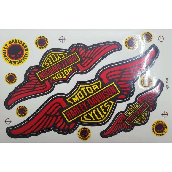 Harley Davidson Weather Resistant Vinyl Sticker Decal Yellow and Red Wings 1x - Picture 2 of 3